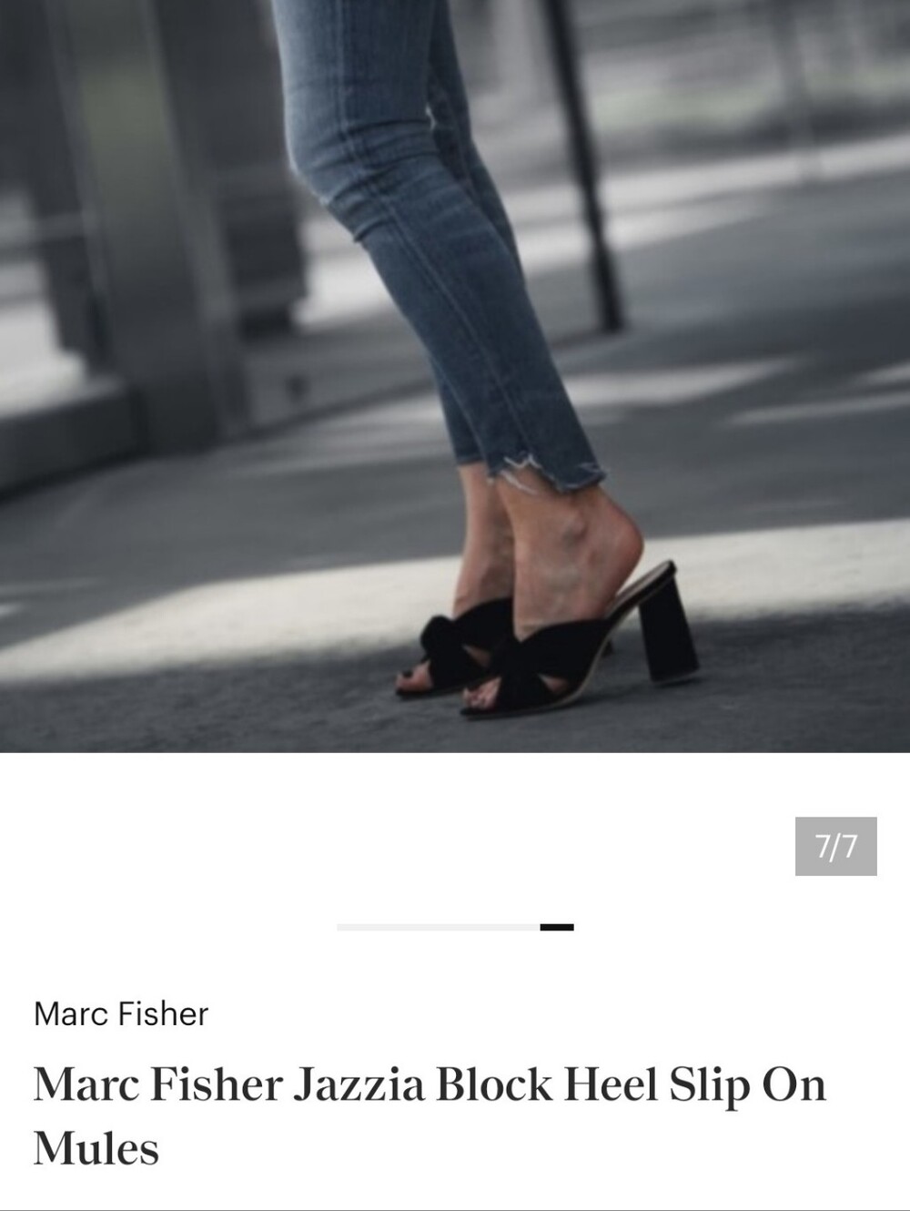 Marc Fisher Jazzia Black Satin Block Heel Mule Sz 7M
